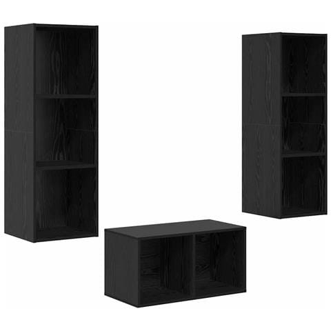 Set mobile TV Rovere nero 37 x 37 x 107 cm Legno multistrato - Foto 1