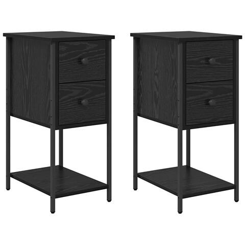 Armadio da Notte con cassetto 2 pcs Rovere nero 32 x 42 x 70 cm - Foto 1