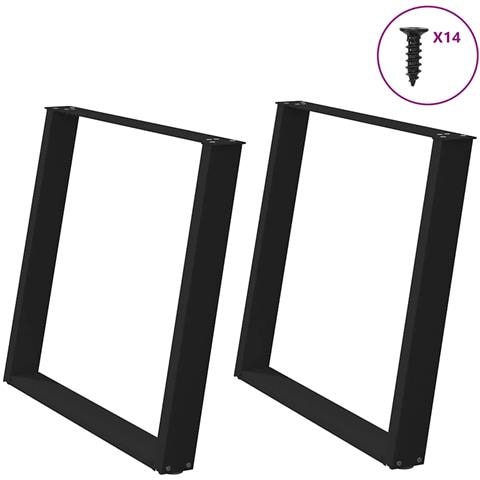 Gambe per tavolo da pranzo a forma di U 2 pz nere 100x(72-73) cm in acciaio - Foto 1