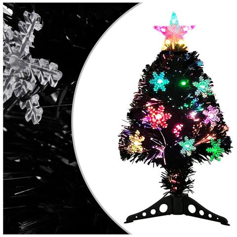 Lusso Casadino - Albero Di Natale Con Fiocchi Di Neve Led Nero 64cm Fibra Ottica - Foto 2