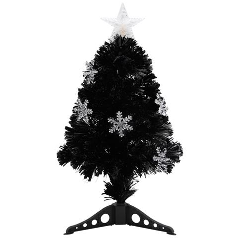 Lusso Casadino - Albero Di Natale Con Fiocchi Di Neve Led Nero 64cm Fibra Ottica - Foto 1