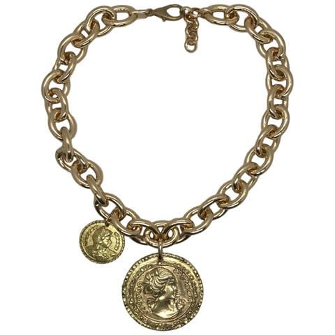 Collana In Oro Con Doppia Moneta Irregolare - Foto 1