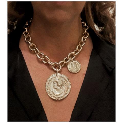 Collana In Oro Con Doppia Moneta Irregolare - Foto 2