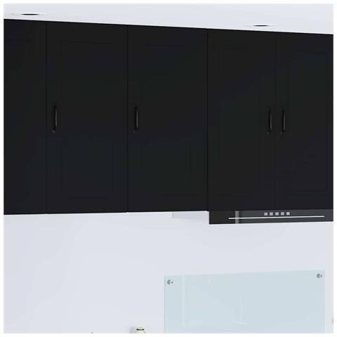 Pensile cucina con porta Nero 40 x 31 x 80 cm Legno multistrato - Foto 2