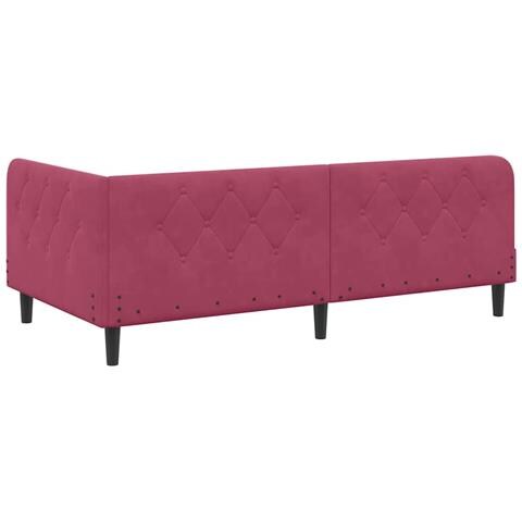 Cornice del letto ad angolo Rosso Vino 90 x 200 cm Velluto - Foto 9