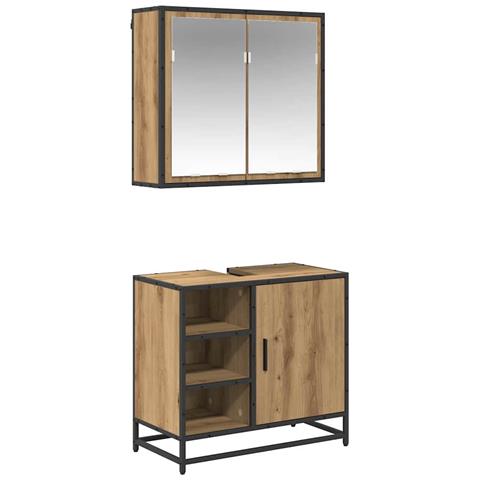 Set di mobili per il bagno con porta 2 pcs Rovere artigianale - Foto 1