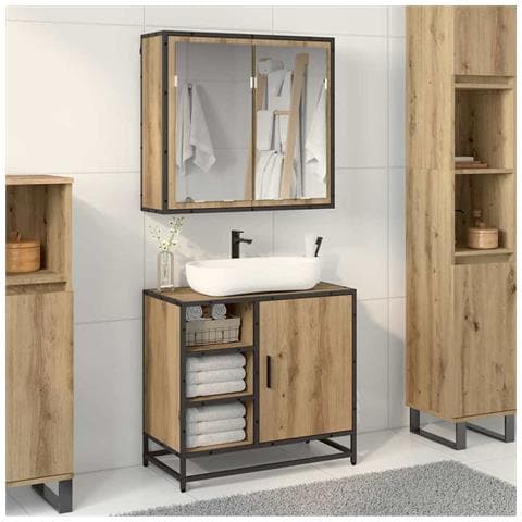 Set di mobili per il bagno con porta 2 pcs Rovere artigianale - Foto 2