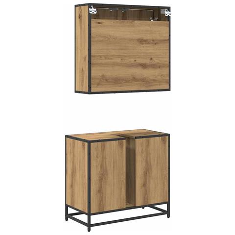Set di mobili per il bagno con porta 2 pcs Rovere artigianale - Foto 9