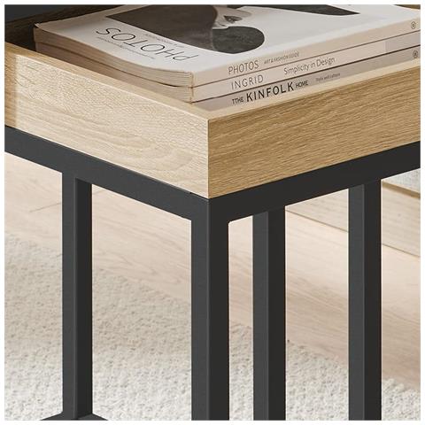 Tavolini da caffè Set di 2 - Rovere Sonoma con struttura in acciaio nero - Foto 5