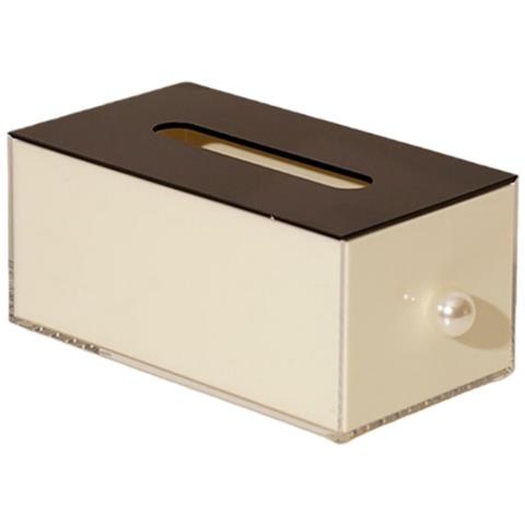 Elegante Portatovaglioli Acrilico Con Perla - Raffinato Dispenser Di Fazzoletti In Pmma Beige - Foto 1