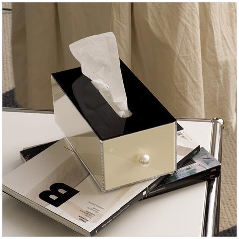 Elegante Portatovaglioli Acrilico Con Perla - Raffinato Dispenser Di Fazzoletti In Pmma Beige - Foto 2