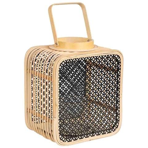 Lanterna In Rattan E Metallo Con Vetro, 24,5x19x28/31,5/41,5h Cm - Foto 1
