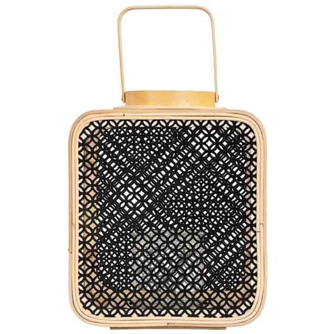 Lanterna In Rattan E Metallo Con Vetro, 24,5x19x28/31,5/41,5h Cm - Foto 2