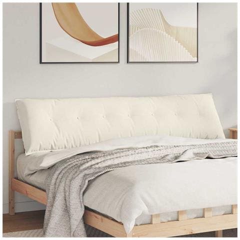 Cuscino per Schiena Crema 200 x 50 cm Tessuto in Cords - Foto 2