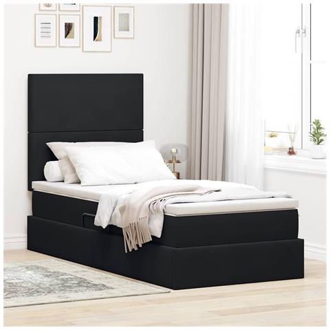 Letto con contenitore e materasso Nero 90 x 190 cm Velluto - Foto 2