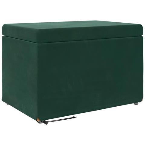 Pouf Verde Scuro 61 x 41 x 40 cm Velluto e Legno Ingegnerizzato - Foto 1