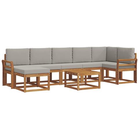 Set di divani da esterno 8 pcs Grigio Naturale e Chiaro - Foto 1