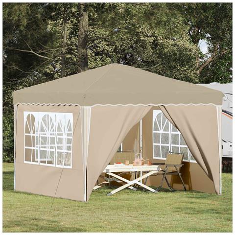 Tenda per feste a pop-up 288 x 288 x 245 cm Crema - Foto 2