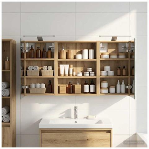 Set di Armadi da Bagno con lo scaffale 3 pcs 100 x 10,5 x 50 cm - Foto 2