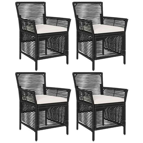 Sedia da esterno con cuscino 4 pcs Nero e Crema polyrattan - Foto 1