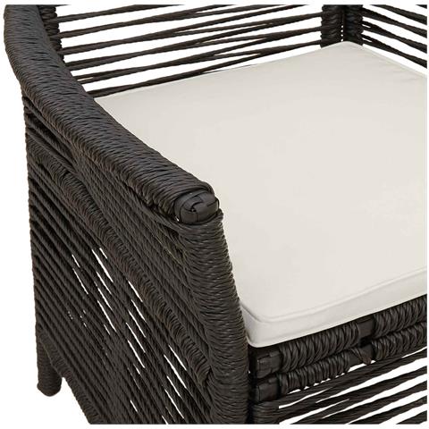Sedia da esterno con cuscino 4 pcs Nero e Crema polyrattan - Foto 9