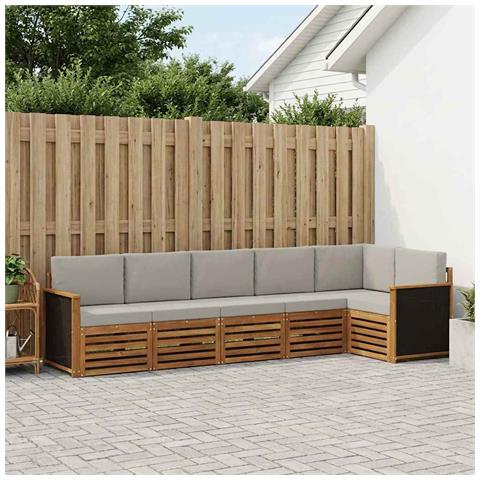 Set divano sezionale con cuscino 5 pcs Naturale e Grigio Chiaro - Foto 2