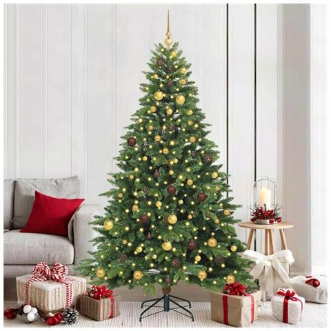 Albero di Natale artificiale con 300 LED Verde 210 cm PE e PVC - Foto 2