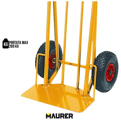 Carrello portacasse acciaio ruote pneumatiche max 200 kg cm 53x46x h105 - Foto 2