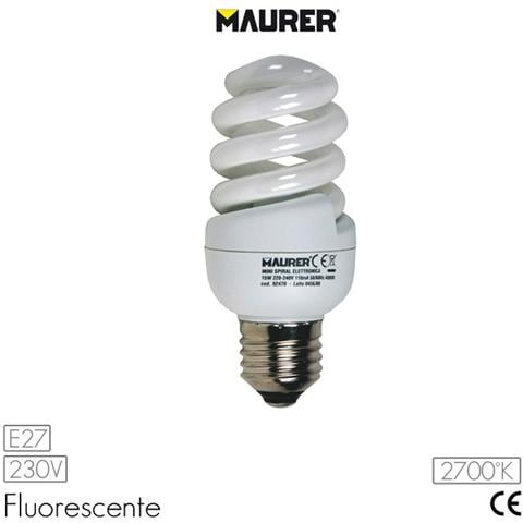Lampadina fluorescente luce calda 2700K E27 W15 V230 5Pz - Foto 2