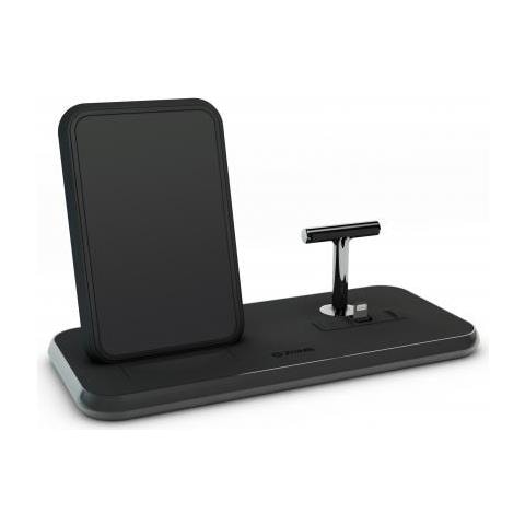 Supporto Ricarica Wireless Qi + Lightning + Usb In Alluminio - Nero - Foto 1
