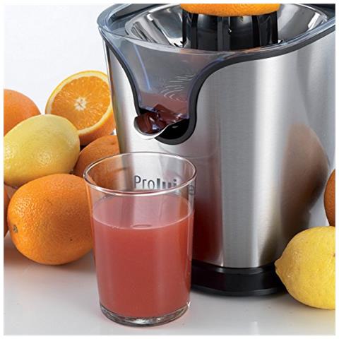 ProJuice Spremiagrumi Elettrico Professionale, Braccio in Acciaio Inossidabile, Beccuccio Antigoccia, 2 Coni Intercambiabili, 160 W, Acciaio, Grigio Argento - Foto 2