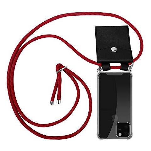 Catena Di Telefoni Cellulari Compatibile Con Apple Iphone 11 Pro Max (xi Pro Max) In Rosso Rubino - Coperchio Protettivo In Silicone Con Anelli D'argento, Cinturino In Corda E Custodia Staccabile - Foto 1