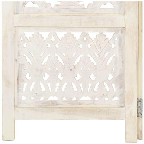 Divisorio 5 Pannelli Intagliato Bianco 200x165cm Mango Massello - Foto 2