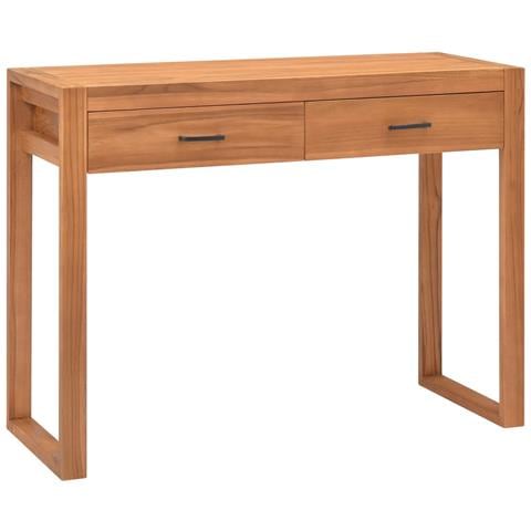 Scrivania con 2 Cassetti 100x40x75 cm in Legno di Teak - Foto 1
