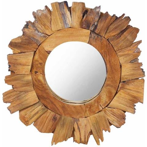 Specchio Da Parete 40 Cm In Legno Di Teak Rotondo - Foto 1