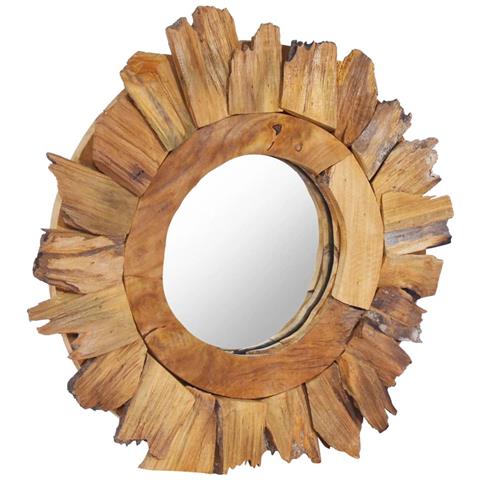 Specchio Da Parete 40 Cm In Legno Di Teak Rotondo - Foto 6