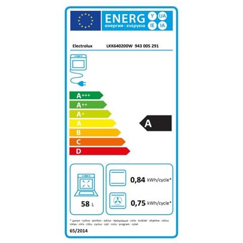 ELECTROLUX Cucina Elettrica LKK640200W 4 Fuochi a Gas Forno Elettrico Multifunzione Classe A Dimensioni 60 x 60 cm Colore Bianco OV11429