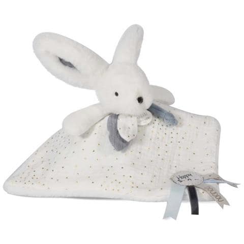 Coniglio Doudou - 25 Cm - Bianco / blu - Coniglio Pompon Bianco - Idea Regalo - Happy Glossy - Happy Doudou To You - Foto 1