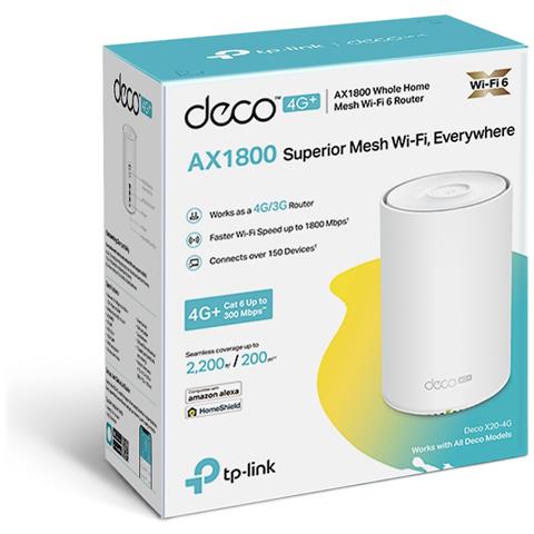 Router Wireless Deco X20-4G Dual-Band AX1800 3x Gigabit Ethernet LAN / 1 WAN Colore Bianco - Foto 3