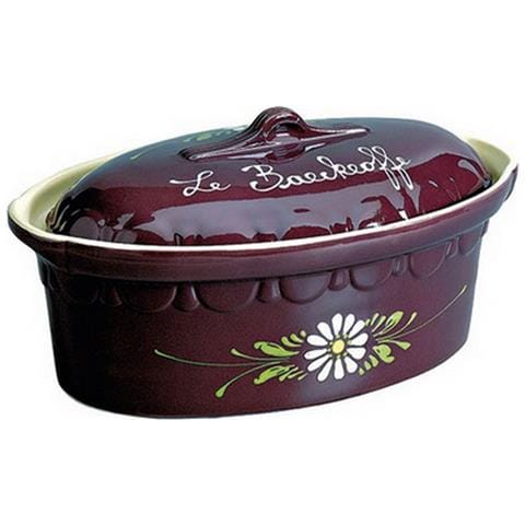 Terrina Ovale 37cm Decoro Melanzane Fiori Bianchi - 134aub6 - Foto 1
