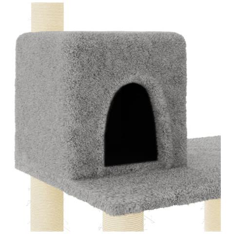 Albero per Gatti con Tiragraffi in Sisal Grigio Chiaro 118,5 cm - Foto 8