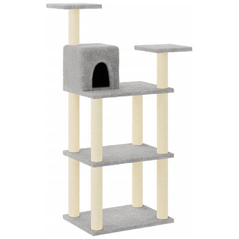 Albero per Gatti con Tiragraffi in Sisal Grigio Chiaro 118,5 cm - Foto 2