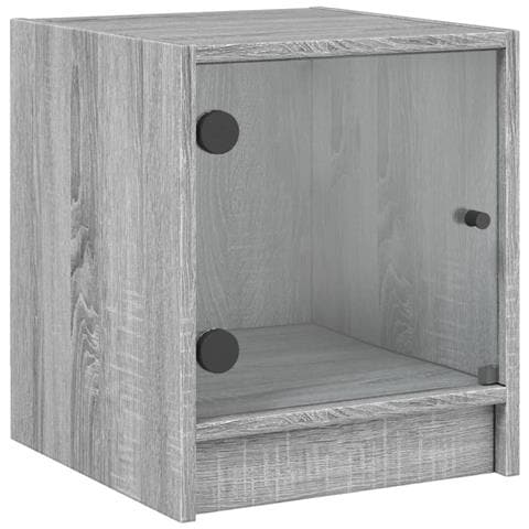 Comodino Con Anta In Vetro Grigio Sonoma 35x37x42 Cm - Foto 2