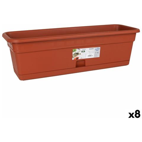 Vaso Da Balcone Con Piatto Dem Squares Rettangolare Marrone 60 X 20 Cm (8 Unità) - Foto 1