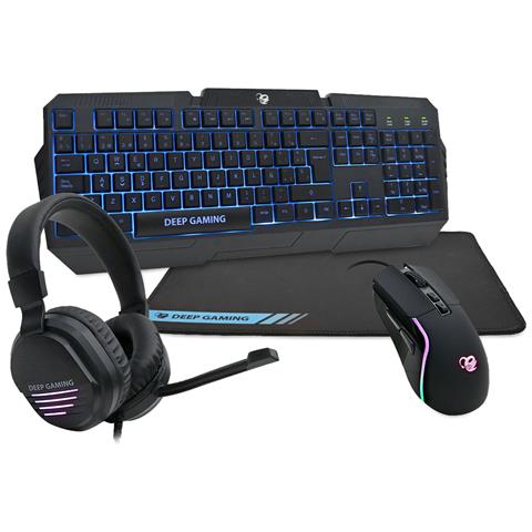 Pack gaming DeepX-Wing 2 tastiera Mouse incluso USB QWERTY Spagnolo Nero - Foto 1
