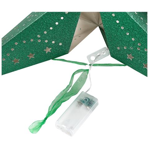 Set Di 2 Stelle Led Carta Verde Brillante 45 Cm Motti - Foto 2