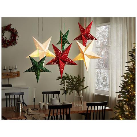 Set Di 2 Stelle Led Carta Verde Brillante 45 Cm Motti - Foto 1