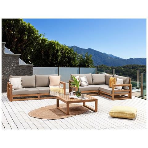 Set Divani Da Giardino 4 Posti In Legno D'acacia Chiaro Timor Ii - Foto 1