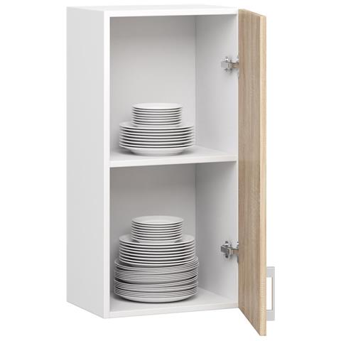 Mobile da cucina pensile LIMA, 1 anta, 40x30,5x72 cm, Colore Bianco e Sonoma Quercia - Foto 2