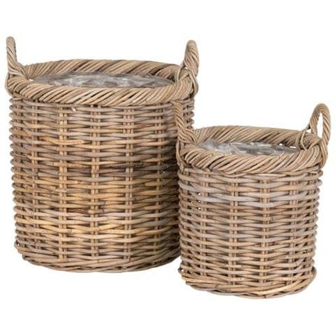 Set 2 Cesti Portaoggetti Gili - Marrone - Rattan - 40x40x48 Cm - Foto 1